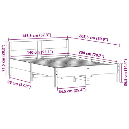 Bed Frame without Mattress White 140x200 cm Solid Wood Pine