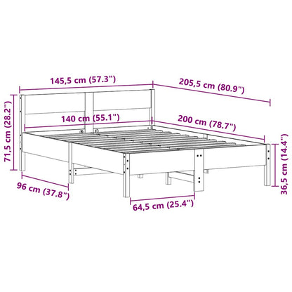 Bed Frame without Mattress Wax Brown 140x200 cm Solid Wood Pine