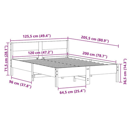 Bed Frame without Mattress White 120x200 cm Solid Wood Pine