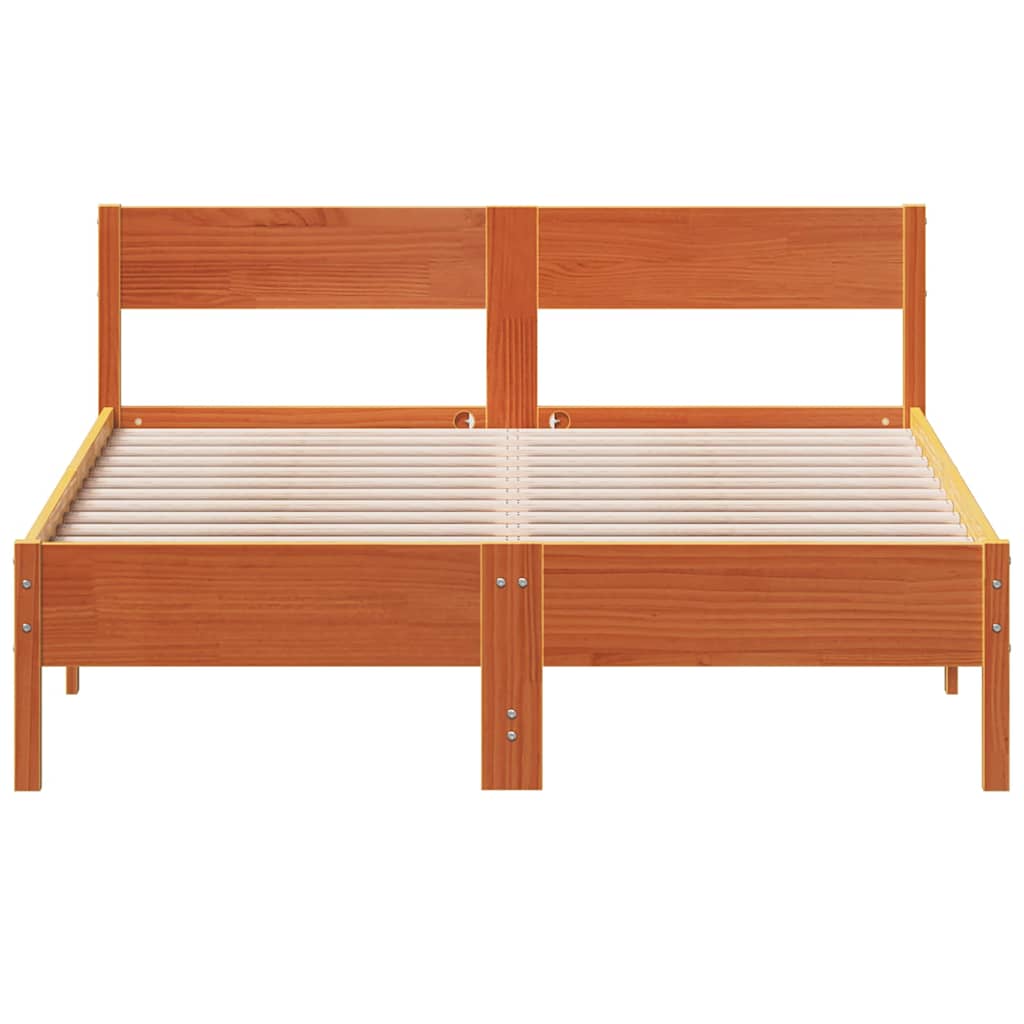 Bed Frame without Mattress Wax Brown 120x200 cm Solid Wood Pine