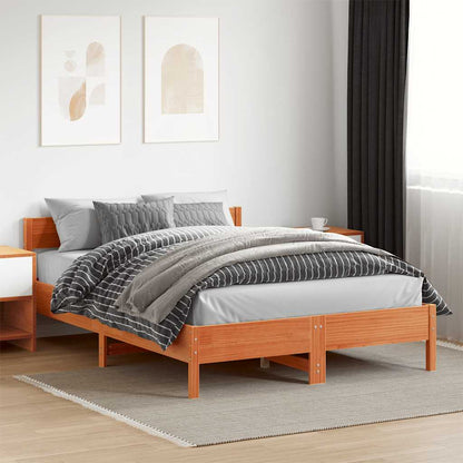 Bed Frame without Mattress Wax Brown 120x200 cm Solid Wood Pine