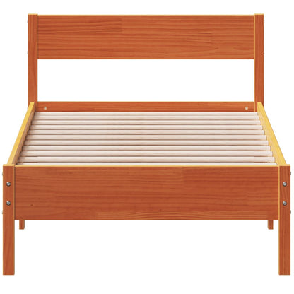 Bed Frame without Mattress Wax Brown 100x200 cm Solid Wood Pine