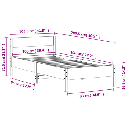 Bed Frame without Mattress Wax Brown 100x200 cm Solid Wood Pine