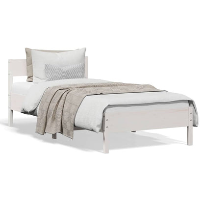 Bed Frame without Mattress White 90x200 cm Solid Wood Pine