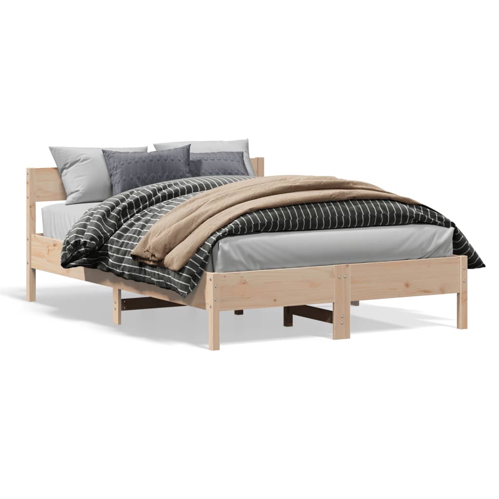 Bed Frame without Mattress 140x190 cm Solid Wood Pine