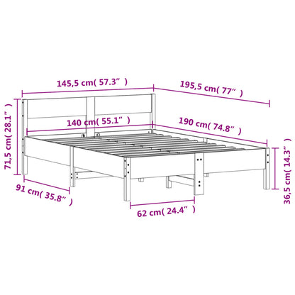 Bed Frame without Mattress 140x190 cm Solid Wood Pine