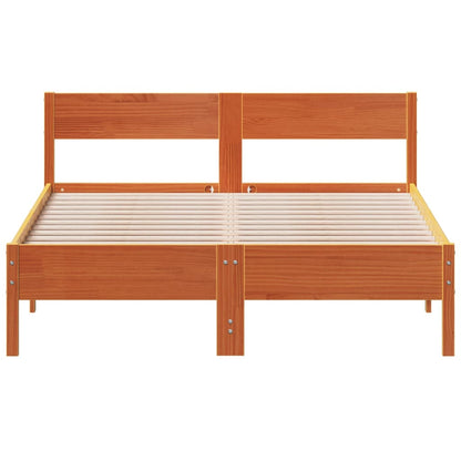 Bed Frame without Mattress Wax Brown 140x190 cm Solid Wood Pine