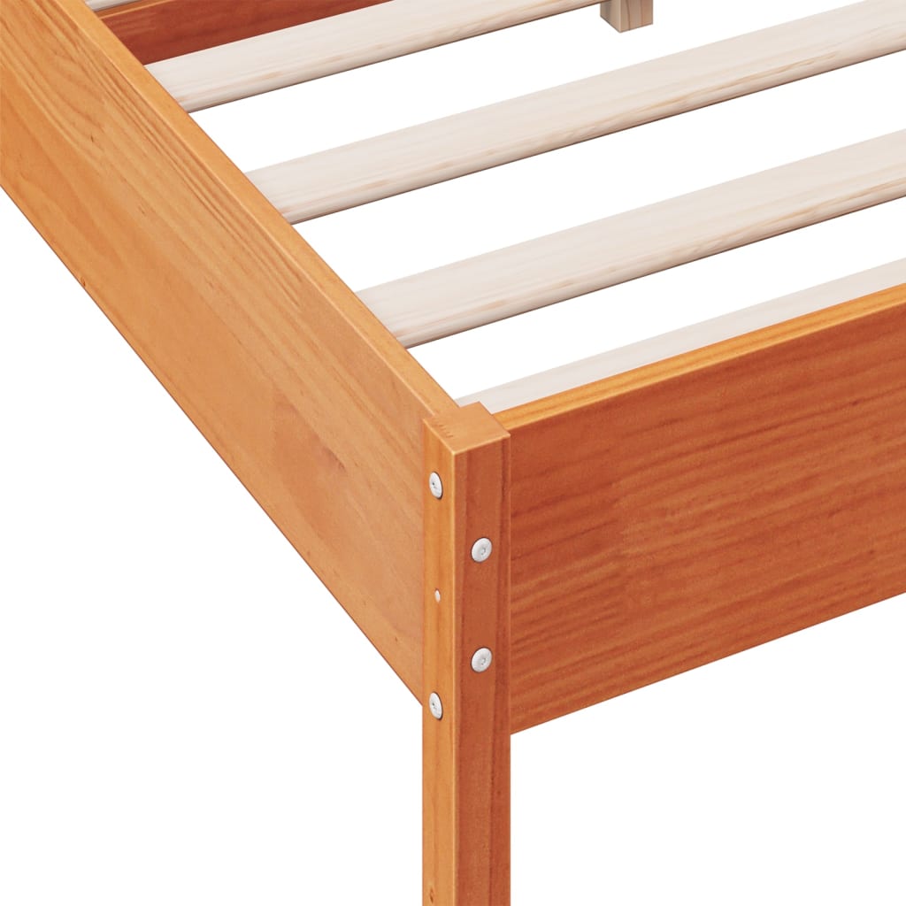 Bed Frame without Mattress Wax Brown 140x190 cm Solid Wood Pine