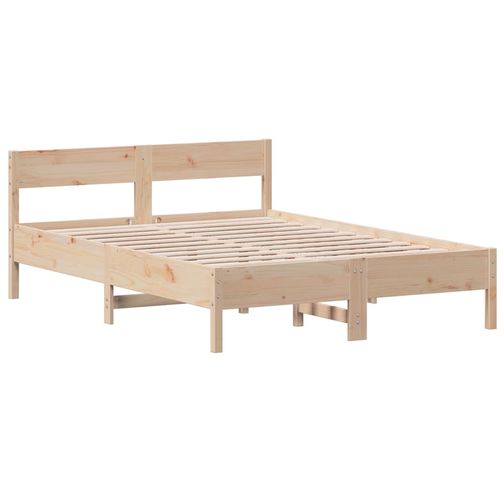 Bed Frame without Mattress 135x190 cm Double Solid Wood Pine