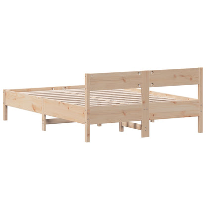 Bed Frame without Mattress 135x190 cm Double Solid Wood Pine