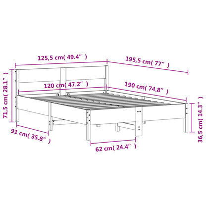 Bed Frame without Mattress 120x190 cm Small Double Solid Wood Pine