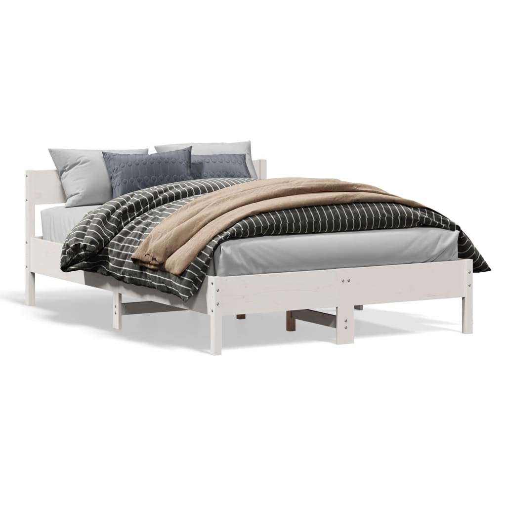 Bed Frame without Mattress White 120x190 cm Small Double Solid Wood Pine