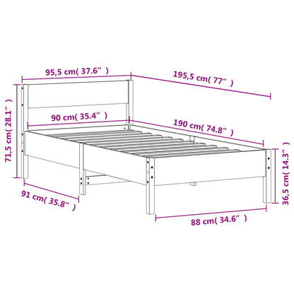 Bed Frame without Mattress White 90x190 cm Single Solid Wood Pine