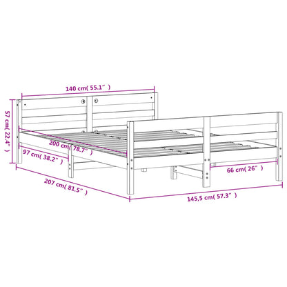 Bed Frame without Mattress White 140x200 cm Solid Wood Pine
