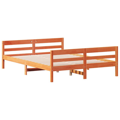 Bed Frame without Mattress Wax Brown 140x200 cm Solid Wood Pine