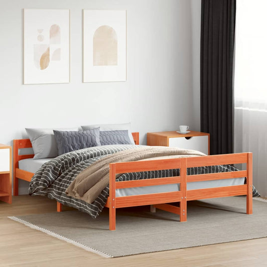 Bed Frame without Mattress Wax Brown 140x200 cm Solid Wood Pine