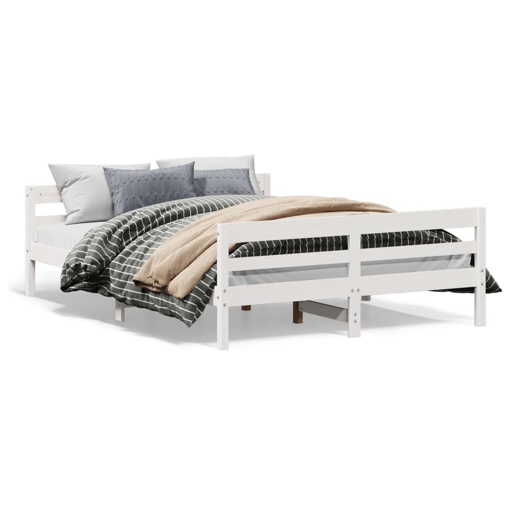 Bed Frame without Mattress White 120x200 cm Solid Wood Pine