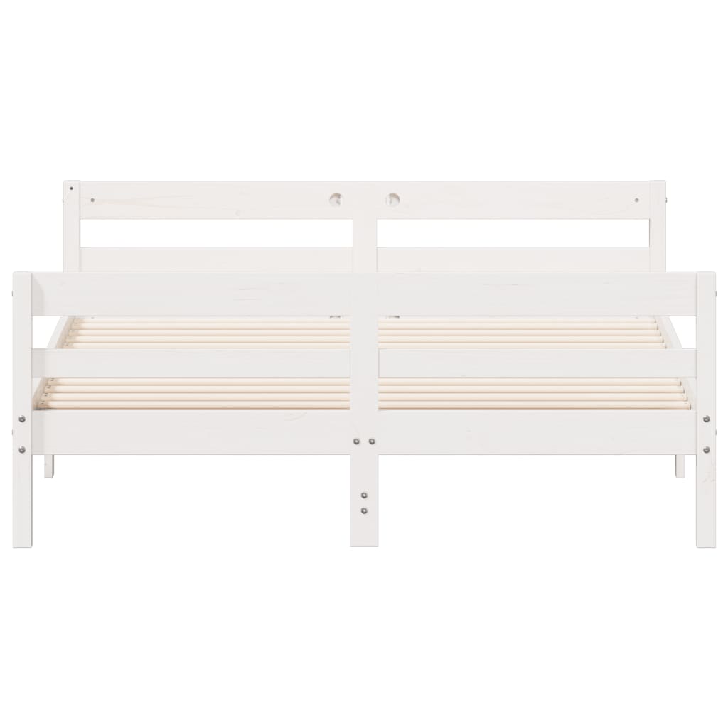Bed Frame without Mattress White 120x200 cm Solid Wood Pine