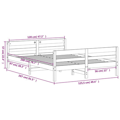 Bed Frame without Mattress White 120x200 cm Solid Wood Pine