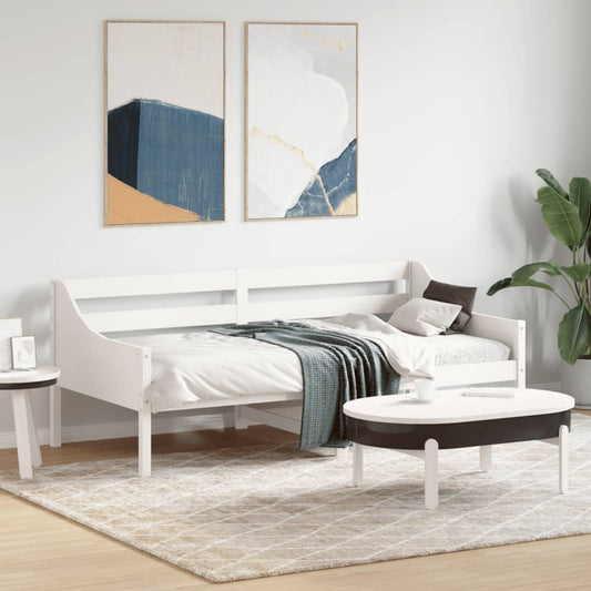 Day Bed without Mattress White 75x190 cm Small Single Solid Wood Pine