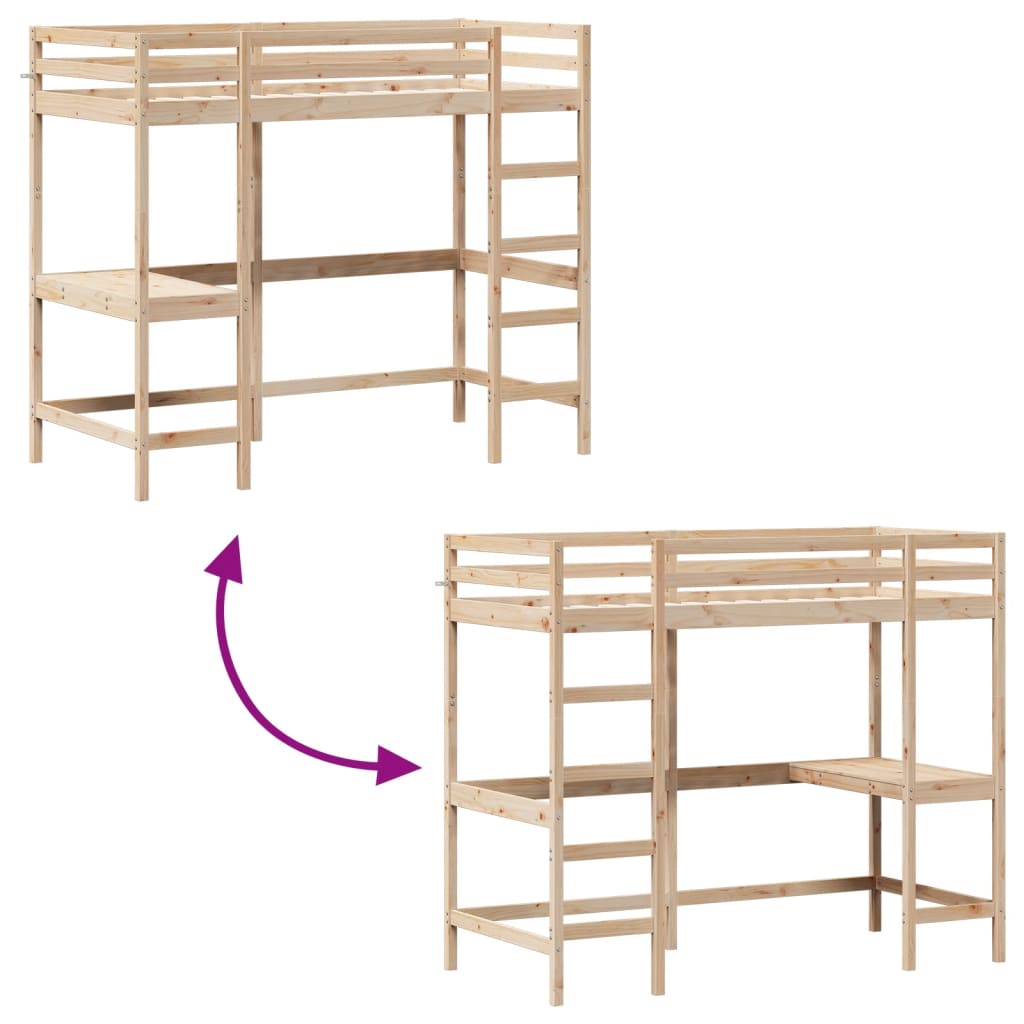 Loft Bed without Mattress 100x200 cm Solid Wood Pine