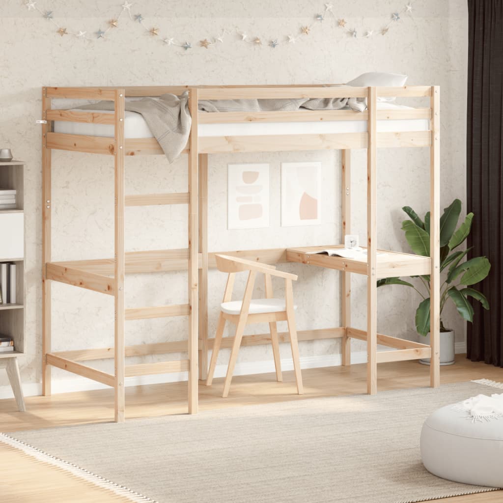 Loft Bed without Mattress 100x200 cm Solid Wood Pine