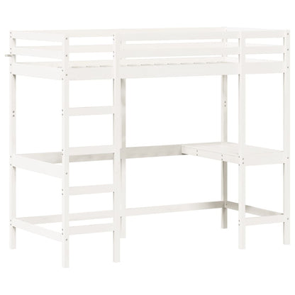 Loft Bed without Mattress White 100x200 cm Solid Wood Pine