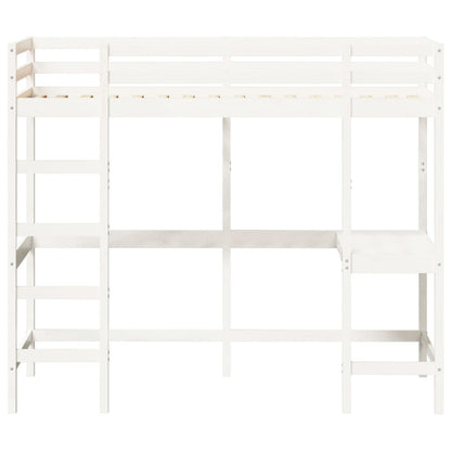 Loft Bed without Mattress White 100x200 cm Solid Wood Pine