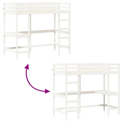 Loft Bed without Mattress White 100x200 cm Solid Wood Pine
