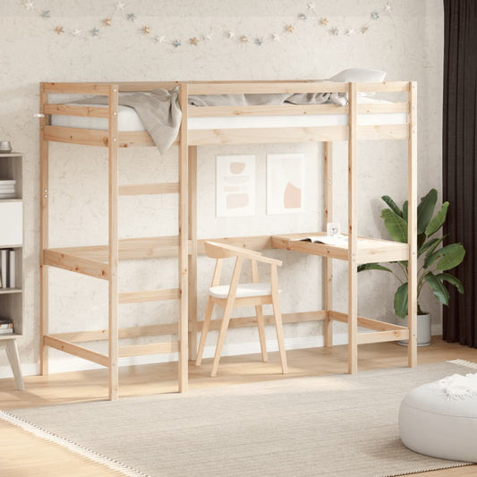 Loft Bed without Mattress 90x200 cm Solid Wood Pine