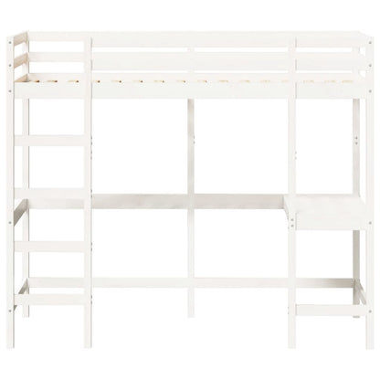 Loft Bed without Mattress White 90x200 cm Solid Wood Pine