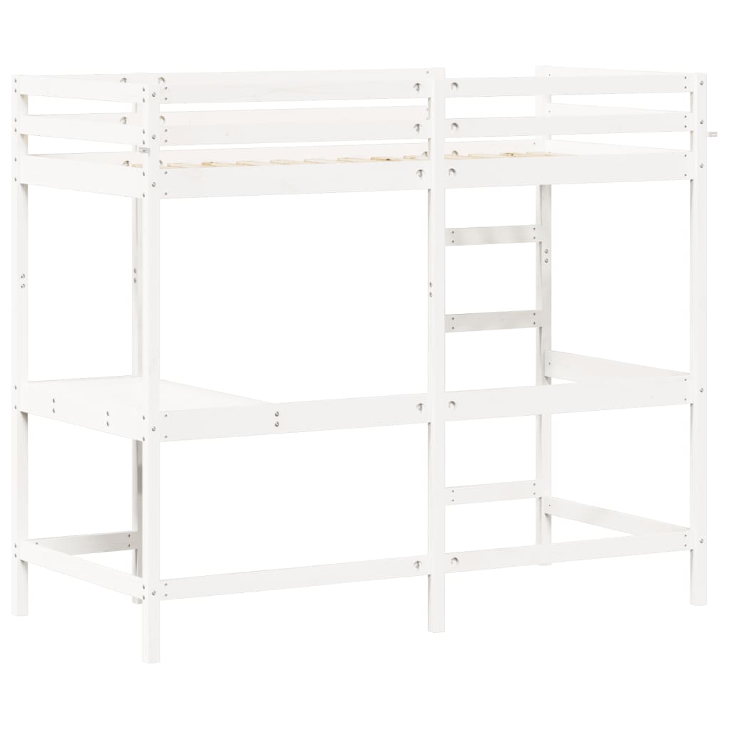 Loft Bed without Mattress White 90x200 cm Solid Wood Pine