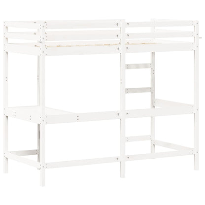 Loft Bed without Mattress White 90x200 cm Solid Wood Pine