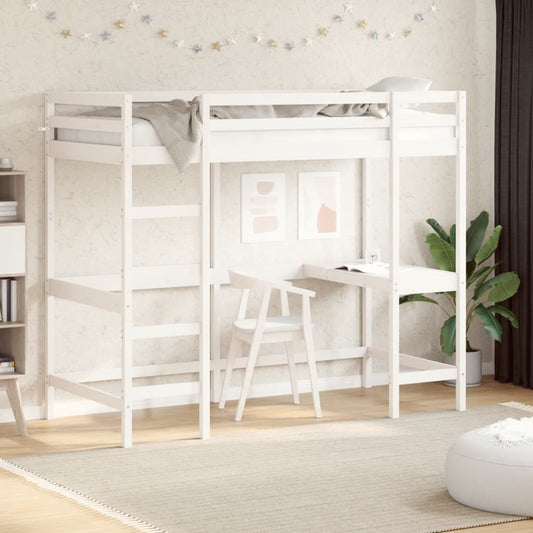 Loft Bed without Mattress White 90x200 cm Solid Wood Pine