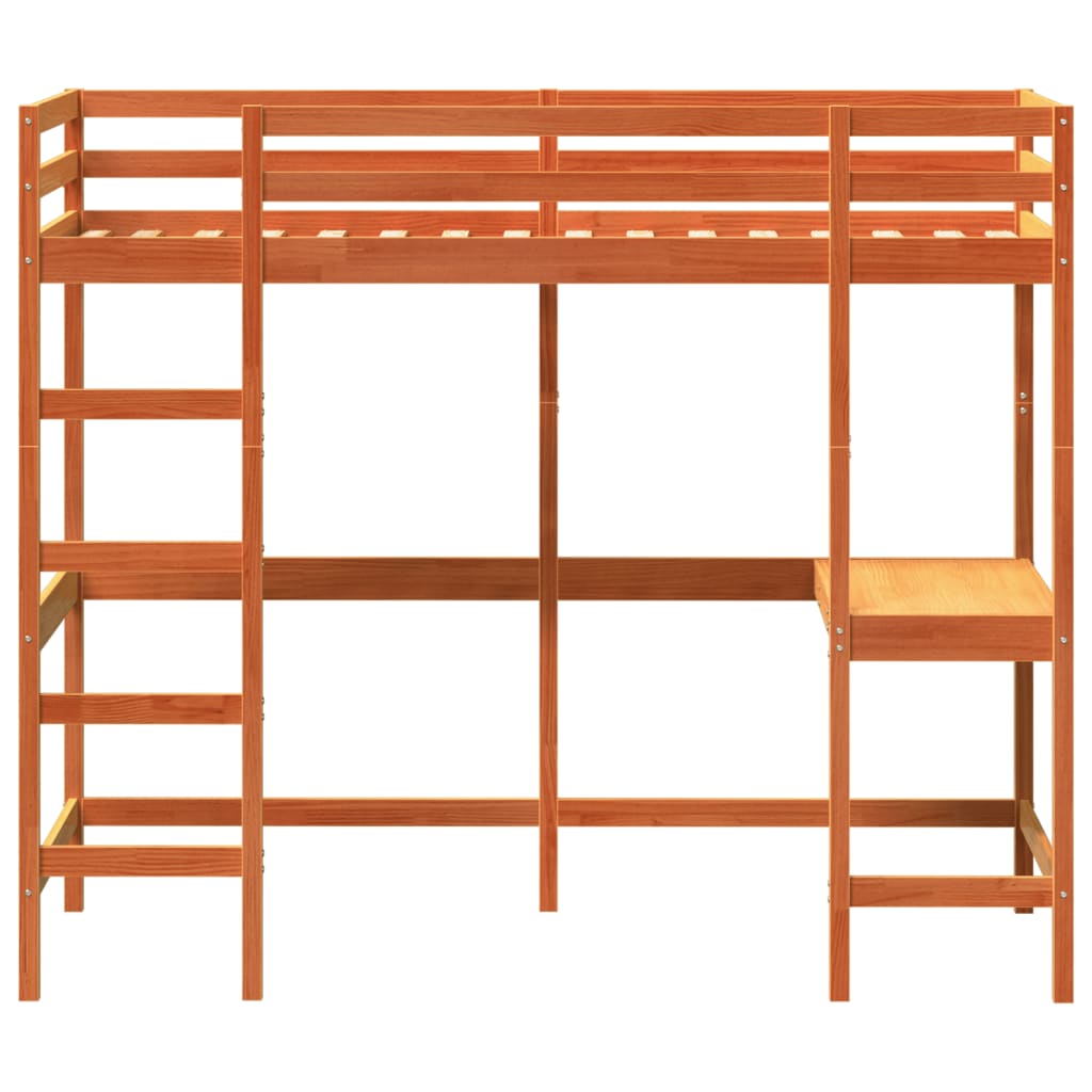Loft Bed without Mattress Wax Brown 90x200 cm Solid Wood Pine