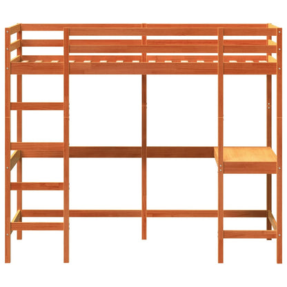 Loft Bed without Mattress Wax Brown 90x200 cm Solid Wood Pine