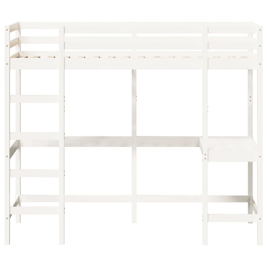 Loft Bed without Mattress White 90x190 cm Single Solid Wood Pine