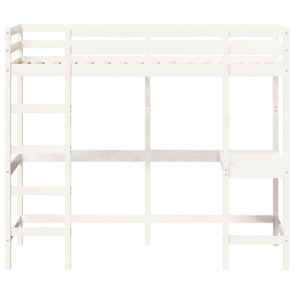 Loft Bed without Mattress White 90x190 cm Single Solid Wood Pine
