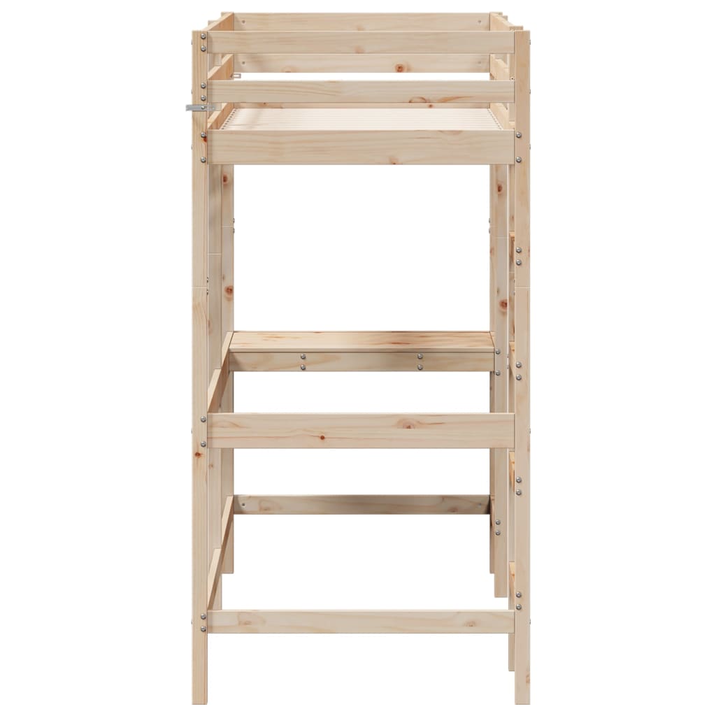 Loft Bed without Mattress 75x190 cm Small Single Solid Wood Pine