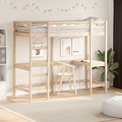 Loft Bed without Mattress 75x190 cm Small Single Solid Wood Pine