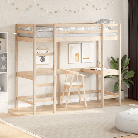 Loft Bed without Mattress 75x190 cm Small Single Solid Wood Pine