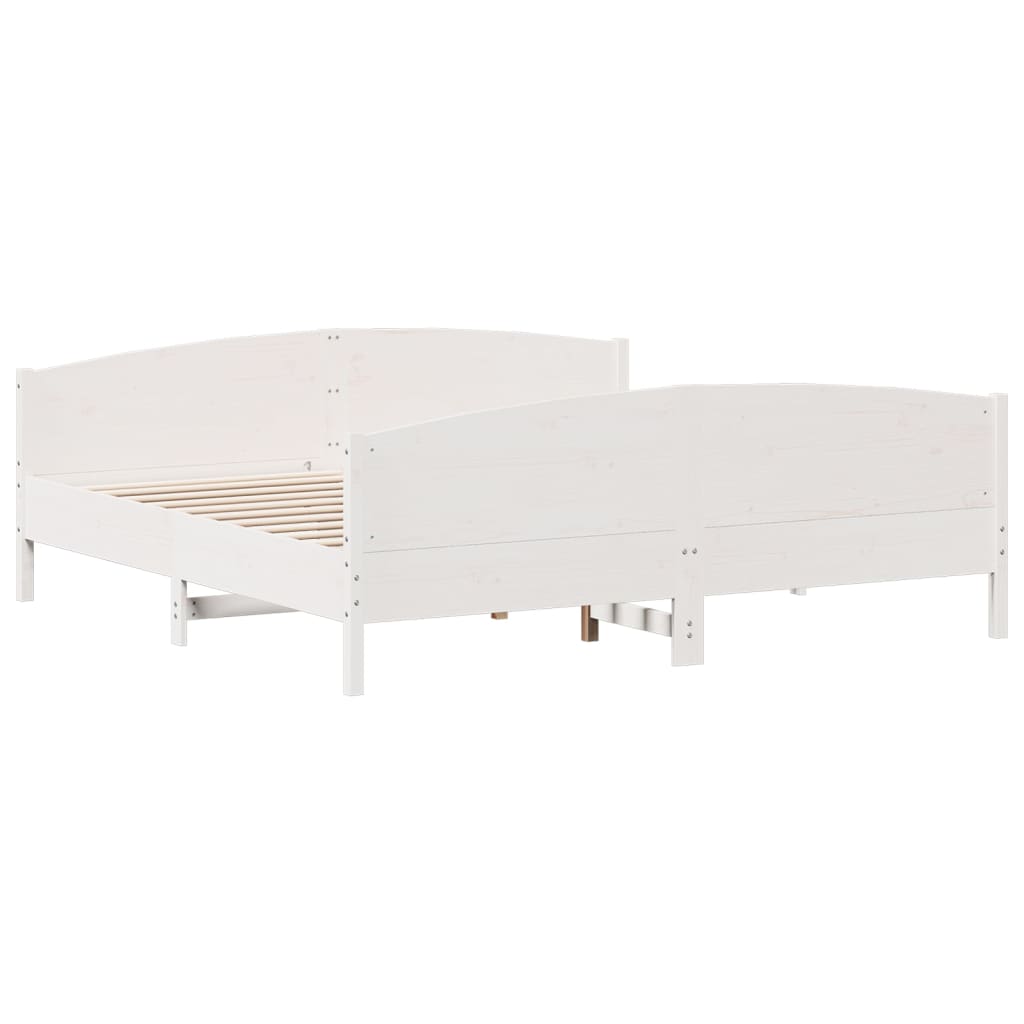 Bed Frame without Mattress White 200x200 cm Solid Wood Pine