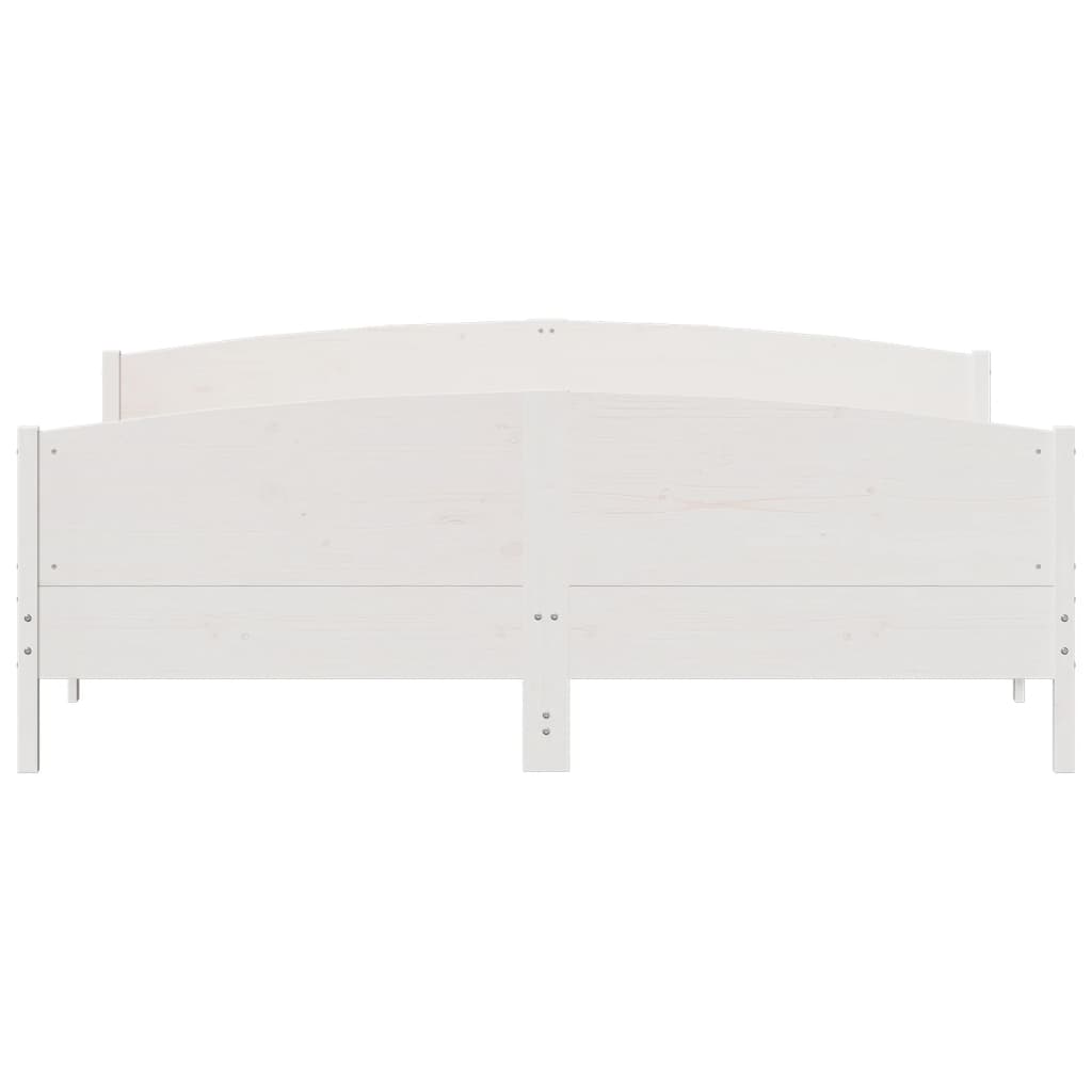 Bed Frame without Mattress White 200x200 cm Solid Wood Pine