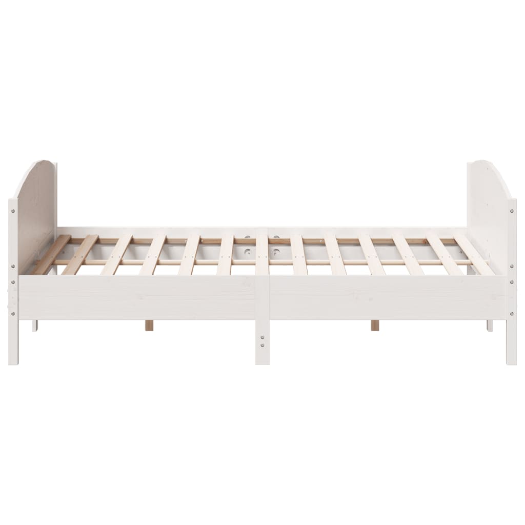 Bed Frame without Mattress White 200x200 cm Solid Wood Pine