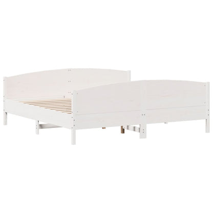 Bed Frame without Mattress White 200x200 cm Solid Wood Pine