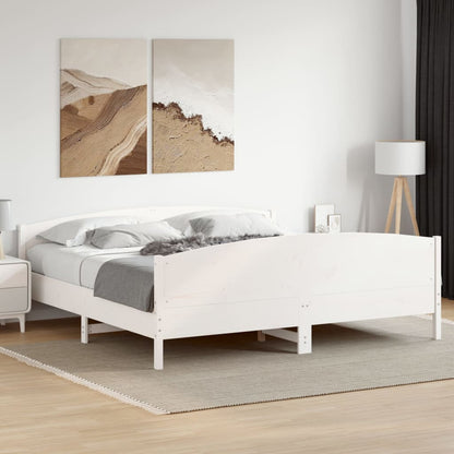 Bed Frame without Mattress White 200x200 cm Solid Wood Pine
