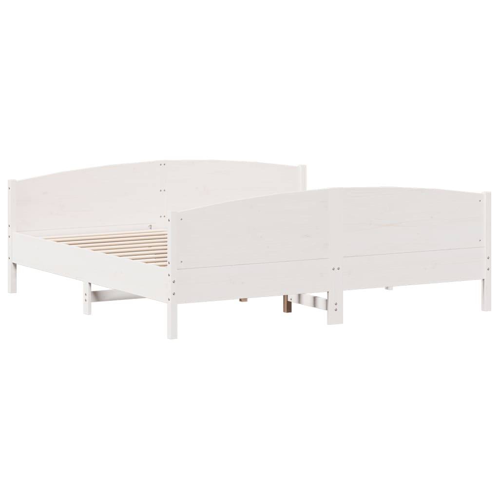 Bed Frame without Mattress White 180x200 cm Super King Solid Wood Pine