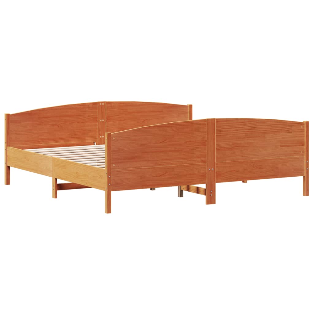 Bed Frame without Mattress Wax Brown 180x200 cm Super King Solid Wood Pine