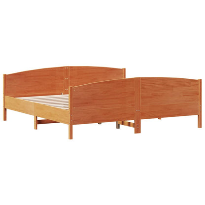 Bed Frame without Mattress Wax Brown 180x200 cm Super King Solid Wood Pine