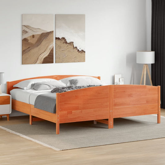 Bed Frame without Mattress Wax Brown 180x200 cm Super King Solid Wood Pine